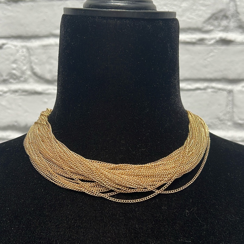 ⭐️ Topshop Gold Multistrand Fine Metallic Chain Choker